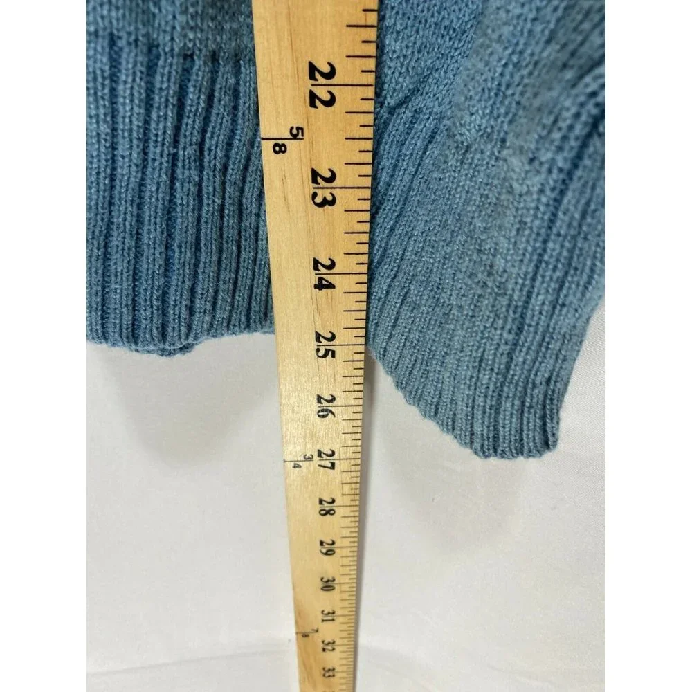 G.H. Bass Earth Sweater Adult Medium Blue 1/4 Zip Knit‎ Sweatshirt Mens.